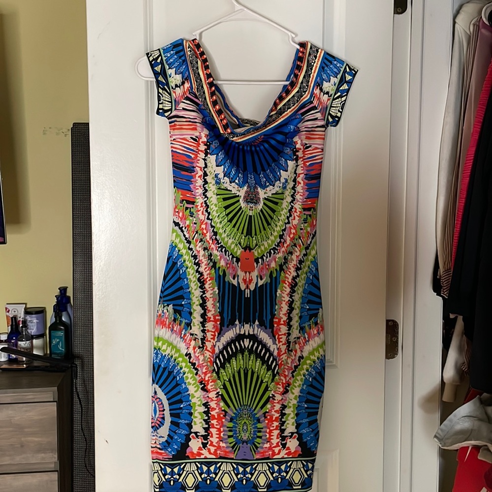 Multicolored off the shoulder dress